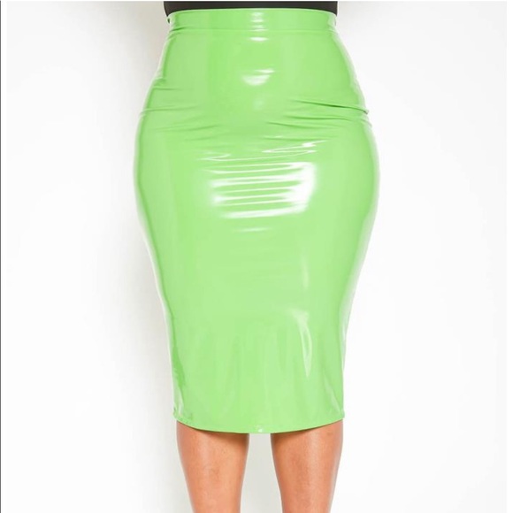 Pleather Green Skirt - Picture 3 of 6